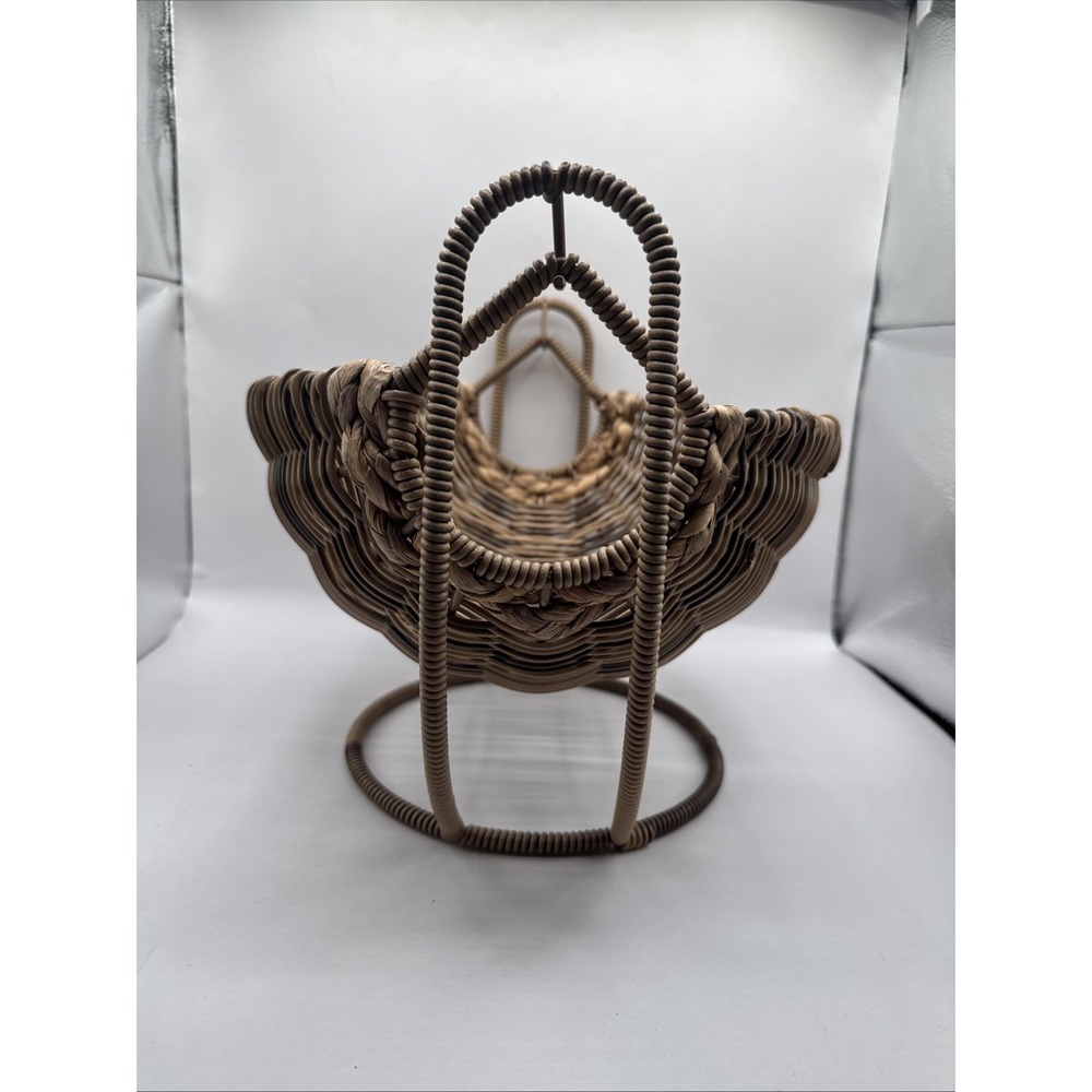Vintage Cradle Basket with Holder Rustic Farmhouse Decor Cottage MCM - Picture 2 of 8